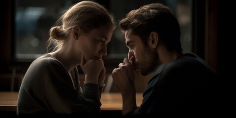 A tender scene of two individuals sharing a quiet moment, Created by AI generation, AI generative, Created with generative AI tools