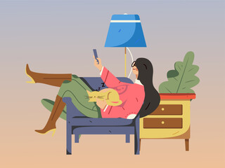 Obraz premium Home interior character scene flat vector concept operation hand drawn illustration 