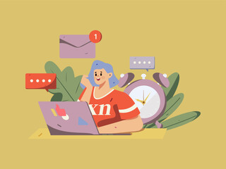 Home interior character scene flat vector concept operation hand drawn illustration
