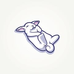 simple modern funny cute rabbit sleeping cartoon flat icon vector Illustration design