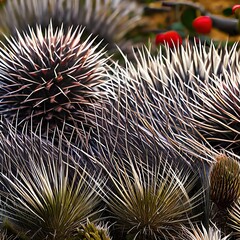A spiky and thorny texture with rose bushes and porcupine quills4, Generative AI