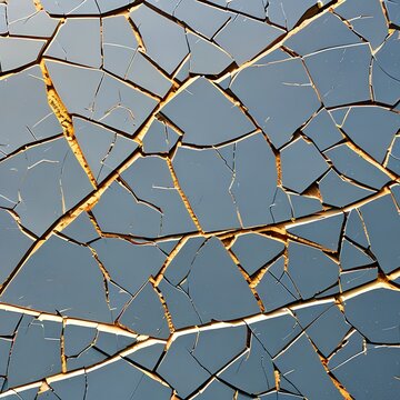 A cracked and broken texture with shattered glass and cracked concrete5, Generative AI