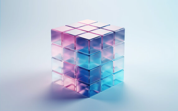 Colorful Frosted Glass Cubes,created With Generative AI Tecnology.