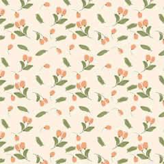 Orange Tulip seamless pattern background