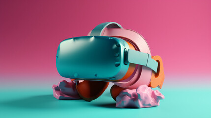 Virtual reality headset in trending color palette with Generative AI