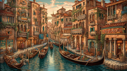 Venetian cityscape created with generative AI software