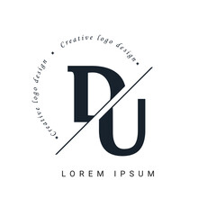 DU Letter Logo Design with a Creative Cut. Creative logo design