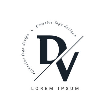DV Letter Logo Design with a Creative Cut. Creative logo design