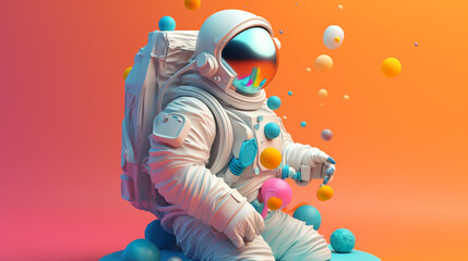 astronaut in trending color palette with Generative AI