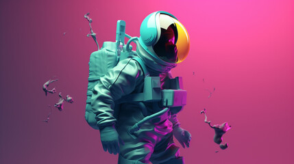 Fototapeta premium astronaut in trending color palette with Generative AI