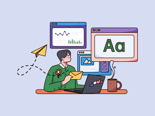 Home interior character scene flat vector concept operation hand drawn illustration
