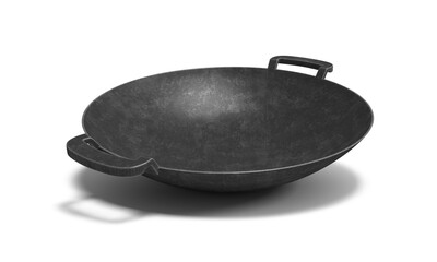 frying pan wok on white background 3d illustration