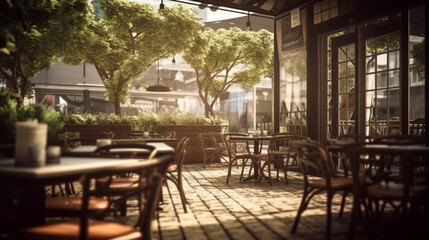 Fototapeta na wymiar outdoor Premium cafe with Generative AI