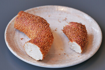 Turkish Bagel Simit on table 