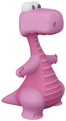 3D illustration render pink stylized dinosaur character girl on transparent background