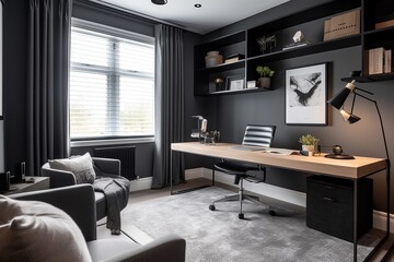 nterior design of livingroom at contemporary apartment , tropical plants, books, tea pot and elegant accessories. Modern home decor, AI Generative