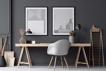 nterior design of livingroom at contemporary apartment , tropical plants, books, tea pot and elegant accessories. Modern home decor, AI Generative