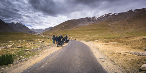 Landscape view at Leh, Ladakh along the road trip and pick stop at Khardungla Pass World highest motorable Road.