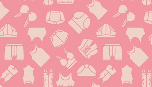 A pink background with different types of underwer.