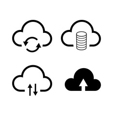 set cloud storage icon vector. cloud computing icon. cloud storage user interface for landing page, icon app, user interface app, element design. editable vector