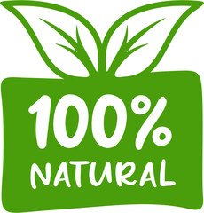 100 percent natural label sticker badge stamp, 100% natural label vector, isolated vector quality stamp for healthy food products