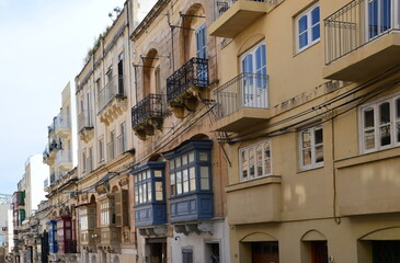 Fototapeta na wymiar Historical Buildings in the Town Sliema on the Island Malta