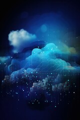 Naklejka na ściany i meble cloud computing business vector data, in the style of futuristic digital art, dark azure, shaped canvas, digital - Generative AI