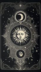 sun and moon tarot card cover, fortune teller cards background