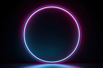Obraz premium Neon Ring Pink Blue, Abstract background, Ai Generative