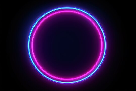 Neon Ring Pink Blue, Abstract background, Ai Generative