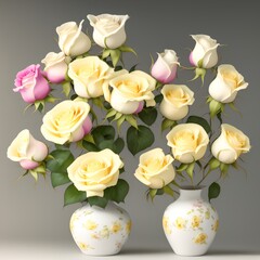Roses in Vase, Generative AI Illustration
