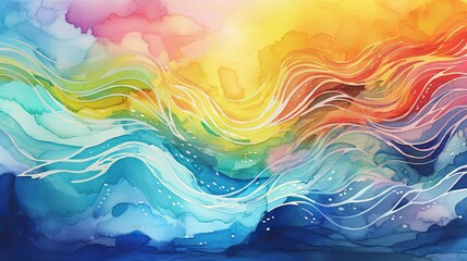 Fototapeta na wymiar Prideful Rainbow: An LGBTQ+ Watercolor Paint Illustration: Generative AI