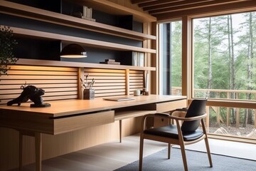 Home Office Japanese Minimal Design, Ai Generative