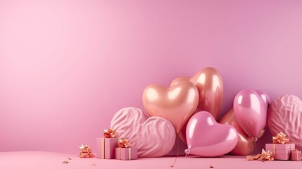 The Perfect Valentine's Day: Celebrate with a Happy Pink and Gold Foil Balloons Banner & Gifts