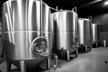 production stainless container tank drink aluminum factory alcohol steel industry. Generative AI.