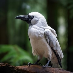 Obraz premium White Raven sitting on a branch, Generative AI