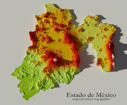 Mapa topogr&aacute;fico del Estado de M&eacute;xico