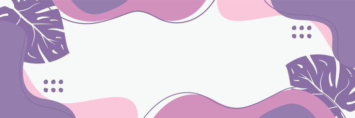 summer background of abstract shapes, waves and leaves pattern with free space for text. Template for banner, poster, social media, web.