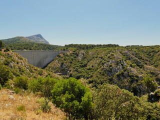 Magnificent landscape of Provence in France near Aix en Provence with the Bimont dam, and the...