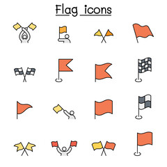 Flag color line icon set