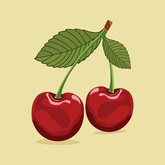 illustration of a Cherry fruit, Cherry fruit vector