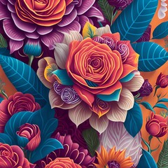 seamless background with roses