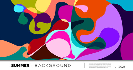 Vector colorful abstract fluid and geometric background for summer 2023
