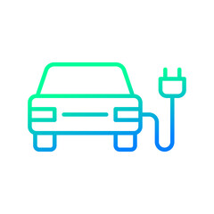 Electric car with plug icon symbol, EV car, Green hybrid vehicles charging point logotype, Eco friendly vehicle concept, Vector illustration