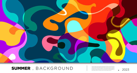 Vector colorful abstract fluid and geometric background for summer 2023