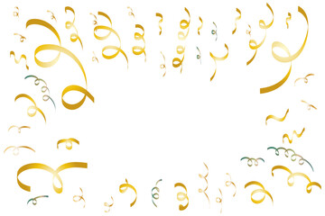 Gold serpentine and confetti isolated on transparent background. Vector illustration.