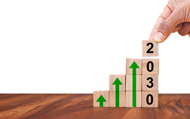 Business growth concept in 2030. Business goals and achievement