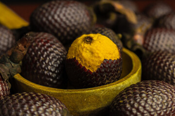 Aguaje is a fruit highly appreciated in the Amazon for its flavor and nutritional properties, it is used to make various products, aguaje is a super fruit.