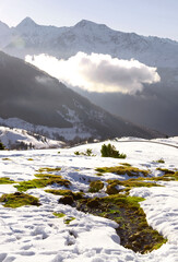 Mountain, snow, clouds and water (Pyrenees)