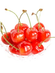 白背景に沢山のサクランボ、さくらんぼ、佐藤錦、山形県産のチェリー